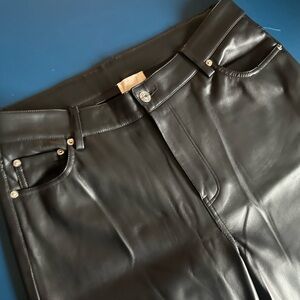 Black Faux Leather High-Waist Pants